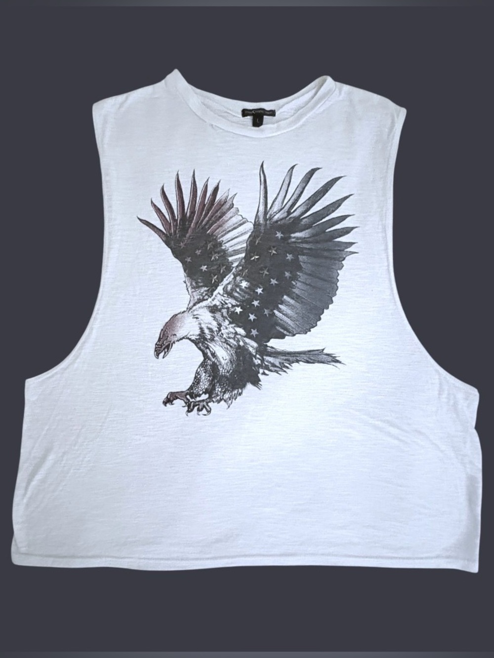 White Graphic Eagle Muscle Tank Top for Women lg